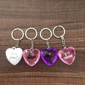 Heart Shaped Keychain Acrylic Letter Printed Bag Pendant Gift For Mom Grandma Family Love White Pink Purple