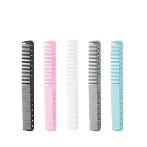 Set of five colorful professional hair styling combs with fine and wide teeth