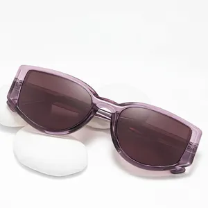 Stylish oversized TR90 purple frame sunglasses with brown polarized UV400 lenses