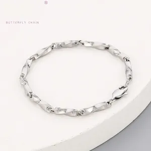 Bracelet Pour Hommes En Acier Inoxydable Chaîne Torsadée Bijoux À Maillons Géométriques Minimalistes Mode Hip Hop