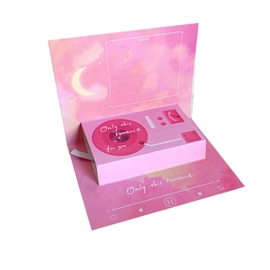 3D pop-up greeting card featuring a pink vintage gramophone with romantic English text