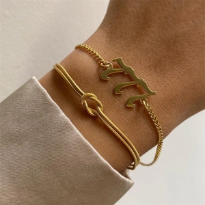 Fashion Knot Snake Chain Bracelet Stainless Steel 18K Gold Plated Herringbone Link Jewelry Accessory For Women Gift