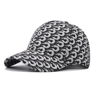 Vintage Monogram Print Baseball Cap Cotton Jacquard Adjustable Sun Protection Outdoor Fashion Hat For Men Women