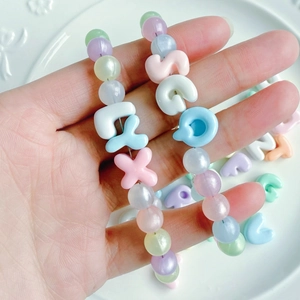 Mini pastel resin alphabet beads in macaron colors for DIY necklace and phone chain making