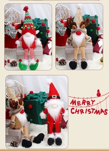Detailed view of Christmas gnomes with reindeer antlers and sequined festive hats