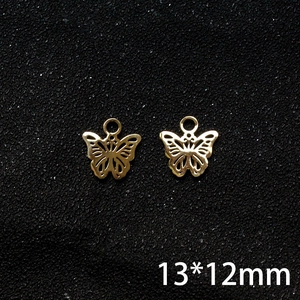 Golden butterfly charms with cutout design for DIY jewelry making, size 13x12mm