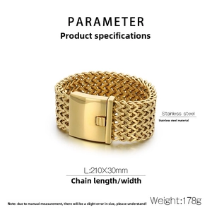 Detail view of 30mm gold fish scale stainless steel bracelet with square clasp