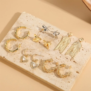 Vintage Heart Flower C Shaped Drop Earrings With 14K Gold Plated Copper And 925 Sterling Silver Earring Post