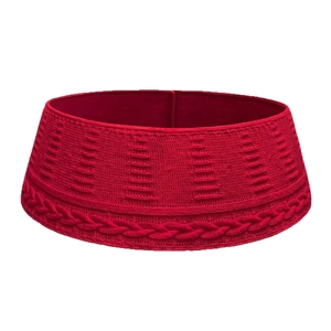 Cache-pied de sapin de Noël tricoté rouge avec texture torsadée et motif rayé élégant