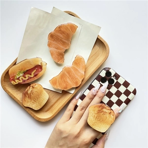 3D Simulation Food Phone Grip Stand Retractable Expanding Holder Creative Bread Croissant Hot Dog Cake Design Cute Desktop Accessory