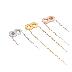 Infinity symbol necklaces in silver, gold, and rose gold with a polished mirror finish