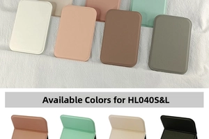 Detailed view of the multi-color magnetic leather card holder and foldable phone stand