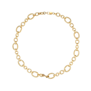 Chunky Oval Link Chain Bracelet And Necklace Stainless Steel Minimalist Punk Hip Hop Jewelry For Women Gold Silver