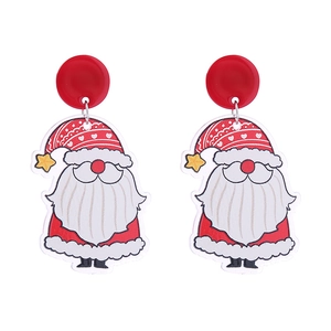Sparkly Santa Claus double-sided glitter acrylic earrings for Christmas festive look