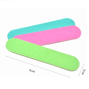 Lot de 3 mini limes à ongles de 9cm, double face, en bleu, rose et vert assortis