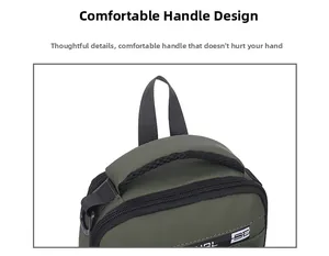 Men's waterproof chest bag featuring a padded top handle and reinforced webbing straps