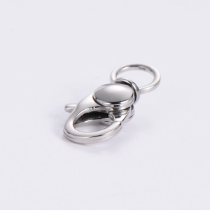 Macro shot of polished S925 sterling silver lobster clasp connector for DIY jewelry