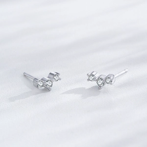 Sweet S925 sterling silver candy stud earrings with tiny sparkling claw-set crystals