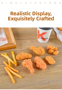 Realistic fried chicken legs and french fries food model set for display