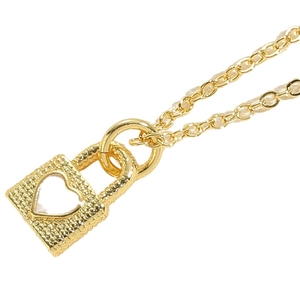 Golden heart cutout locket pendant necklace with minimalist gold plated link chain