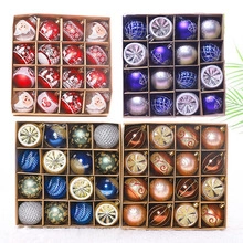 Detailed view of mixed 16-piece Christmas ball ornament sets in various colors and patterns