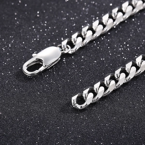 Hip hop silver titanium steel Cuban link bracelet with lobster clasp for men and women