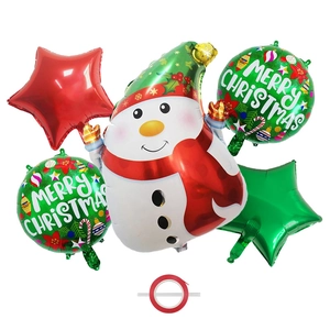 Christmas snowman foil balloon set with stars and Merry Christmas printed balloons