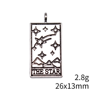 Detailed view of silver Tarot The Star pendant showing 26x13mm size and 2.8g weight