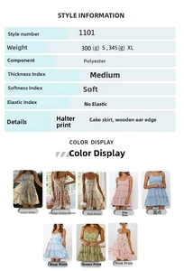 Guide des tailles et couleurs pour robe d'été longue à fleurs à volants en polyester