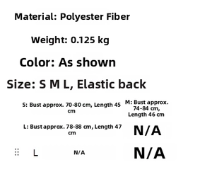 Maattabel voor Franse kanten bloementop met S-L afmetingen en elastisch rugdetail