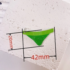 Glittery green bikini acrylic pendant charm for jewelry making with dimensions 20x42mm