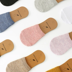 Detailed knit texture of solid cotton invisible socks in various Morandi colors