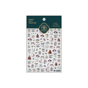 3D cartoon nail art stickers with glitter effects and cute animal designs model M1034