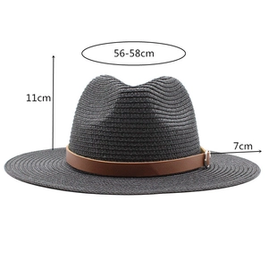 Panama straw hat with brown leather band and dimensions 56-58cm for beach vacation