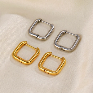 Square Hoop Earrings Stainless Steel 18K Gold Plated Minimalist Geometric Trendy Modern Jewelry For Women