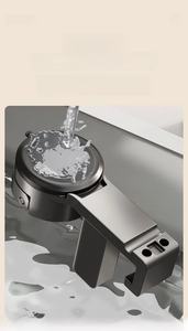 Waterproof suction cup kitchen hook shown under running water for easy cleaning