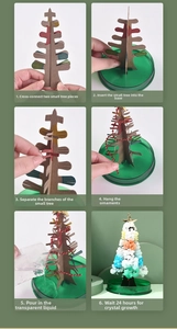 Detailed steps for assembling and watering the magic crystal Christmas tree set