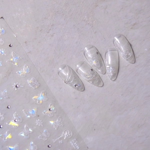 Butterfly Nail Art Stickers Holographic Laser Starburst 3D Self Adhesive Decals With Rhinestones Japanese Style Manicure DIY