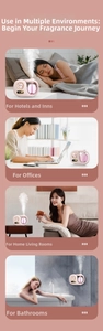 Pink automatic aroma diffuser with LED display used in bedroom and office settings