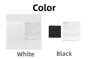 Detail view of black and white jewelry display cards with clear self-sealing PE bags