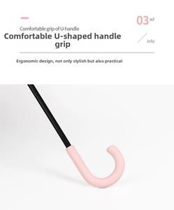Ergonomic U-shaped pink umbrella handle with a comfortable matte finish and modern style