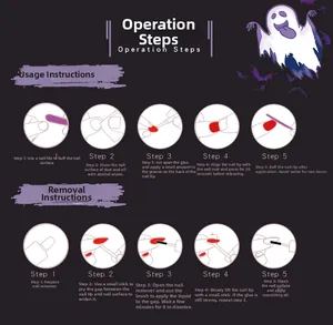 Halloween press-on nails instruction guide for application and removal steps