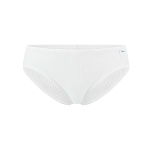 Gros plan détaillé sur le tissu en coton côtelé blanc et la texture du slip femme