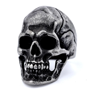 Anello teschio gotico vintage in acciaio inossidabile ossidato per stile punk biker