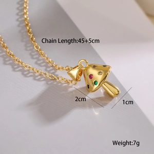 Dettaglio della collana con pendente a fungo in oro 18K con pietre colorate e misure