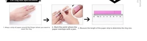 Three-step guide for measuring finger circumference using paper and ruler for ring sizing