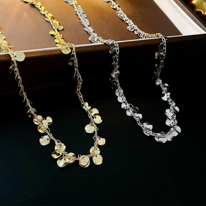 Alloy Sequin Necklace Round Disc Geometric Choker Clavicle Chain Trendy Jewelry For Women