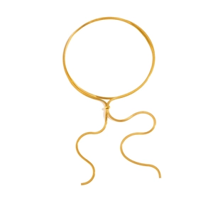 Minimalist gold adjustable snake chain necklace with round slider bead and shiny finish