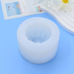 3D floral silicone mold for mousse cakes and handmade soaps in a blue lifestyle setting