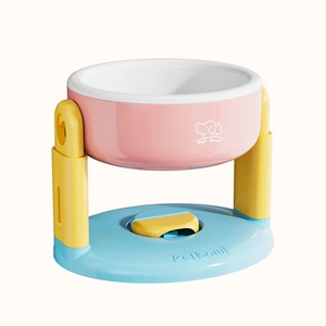 Adjustable elevated pet bowl for cats and dogs with tilted neck protection design